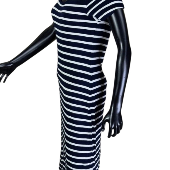 Ralph Lauren Black and White Striped Midi Dress - Picture 2 of 6